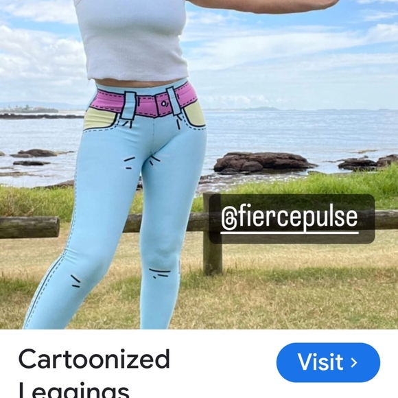 Cartoon Style Blue Leggings - Picture 8 of 8
